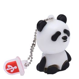 Cute Panda Gift for Kids USB 2.0 Flash Drive Real Capacity Pen Drive with Key Chain Memory Stick 64GB/32GB/16GB/8GB/4GB U Disk