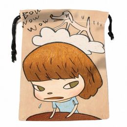 custom Yoshitomo Nara Drawstring Bags Printed gift bags Travel Pouch Storage Clothes Handbag Makeup Bag 18*22cm Drop Ship j2vw#