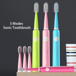 Toothbrush Langtian Ultrasonic Toothbrush Rechargeable Electric Tooth Brush 5 Brushing Modes Sonic Toothbrush Travel Smartimer 2 Or 4 Heads