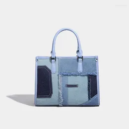 Shoulder Bags 2024 Niche Designer Luxury Retro Denim Splicing Tote Bag Exquisite And Versatile Handbag High-end Casual Simple