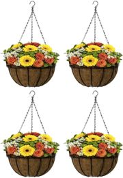 Sorbus Planter Basket Set Hanging Flower Pot Liner for IndoorOutdoor Garden Perfect Home Patio 240318