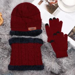 Winter Warmer 3 In 1 Mens Girl Beanie Hat And Neck Scarf Knitted Gloves Set