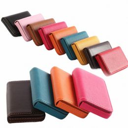 pu Leather Card Case Solid Colour Card Holder Busin Large Capacity Name Cards Holder Card Candy Colour Package Free Ship F678#