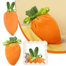 Gift Wrap 1PC Easter Velvet Bag Carrot Jewellery Basket Candy Bags With Drawstring For Party Decor B4E3