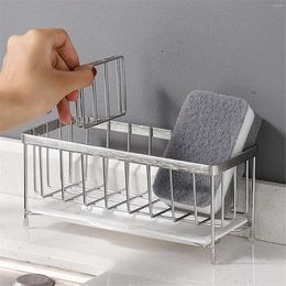 Kitchen Storage Convenient Sponge Holder For Sink Stainless Steel Organiser Great Soap Dispenser Caddy Countertop Home Supply