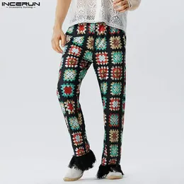 Men's Pants American Style Mens Trousers Tracery Floral Tassel Patchwork Long Casual Male Selling Pantalons S-5XL INCERUN 2024