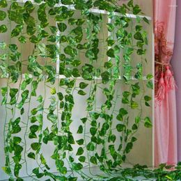 Decorative Flowers 10pcs Leaf 2.1M Home Decor Artificial Ivy Garland Plants Vine Fake Foliage Creeper Green Wreath