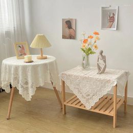 Table Cloth Lace Knitted Patterned Tablecloth Washing Machine Refrigerator Rectangular Dust Cover White Thickened Wavy Edge