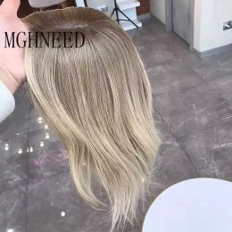 MGHNEED Highlight human hair lace frontal wig dark roots Ombre Brazilian Coloured blonde Hd transparent lace natural straight