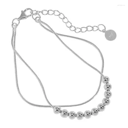 Link Bracelets Classic Double Layers Beads 925 Sterling Silver Bracelet Sliding Ball Charm