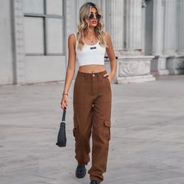 Women's Jeans Europe And The United States Denim Semi-elastic Design Personality All-in-one Cargo Pants Wish Female Tide