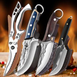 Knives Professional Boning Knife Hand Forged Fillet Knife Kitchen Knife for Fish Meat Deboning Chef Knife Vegetable Cleaver with Cover