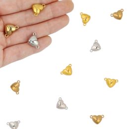 5~20pairs Gold Plated Love Heart Magnetic Clasp Beads End Connector Charm For Jewellery Bracelet Necklace Making DIY Accessories
