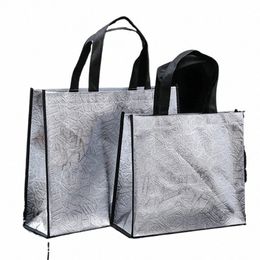 fi Waterproof Laser Shop Bag Foldable Eco Bag Large Capacity Reusable Shop Bag Tote N-woven Fabric Handbag e0GK#