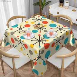 Table Cloth Mid Century Fifties Modern Atomic Retro Colors Tablecloth Square 60 Indoor Outdoor Party Picnic Dining Room Kitchen Table Cover Y240401