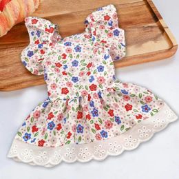 Dog Apparel Pretty Costume Soft Texture Washable Comfortable Touch Floral Printing Pet Dress Skirt Decorative