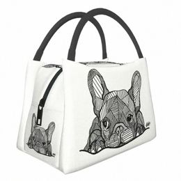 custom French Bulldog Puppy Facial Lunch Bags Women Warm Cooler Insulated Lunch Boxes for Office Travel d5Ff#