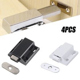 Magnetic Pressure Catches Door Drawer Push To Open White 4 Pcs Black Catch Latch Cupboard Cabinet Practical To Use