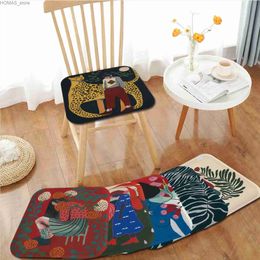 Cushion/Decorative Pillow Woman Fish Plants And Animal Jagua Round Dining Chair Cushion Circular Decoration Seat For Office Desk Stool Seat Mat Y240401