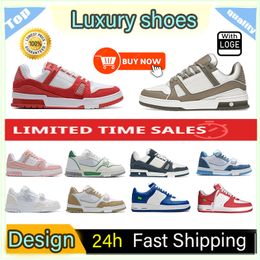 Luxury brand casual shoe design Trainer Fashion leather lace-up Donkey brand suede Black White Pink Red Blue Green retro sneakers suede for men women