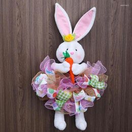 Decorative Flowers Easter Flower Wreath Handmade Reusable Home Decoration Spring Hanging Ornaments Wedding Party