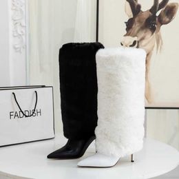 Designer Bag Halloween Lanboli Boots Thin Heel Sexy Long Women's Fashion Autumn Winter Sleeve Fur High Sho Qljqn