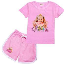 Kids Diana and Roma Costume Baby Girls Short Sleeve T-shirt + Shorts 2pcs Suit Children's Clothing Sets Teenager Boys Outfits