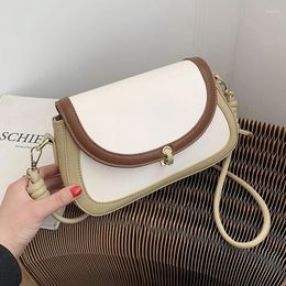 Shoulder Bags 2024 Contrast Colour Vintage Underarm Saddle Crossbody Bag For Women Summer PU Leather Designer Handbags