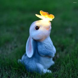 Garden Decorations Solar Decorative Light Waterproof Rabbits Sculptures Cartoon For Patio Lawn Courtyard