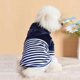 Dog Apparel Hoodies Pet Clothes Autumn Sweatshirt Pure Cotton Comfort Stripe Stitching T Shirt Teddy Chihuahua Puppy Costume