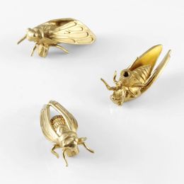 Brass Gold Cicada Door Knobs Insect Drawer Knobs Beetle Design Unique Handles Animal Cabinet Knobs Dresser Decorative Handles