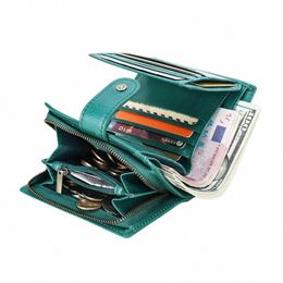 contact's Genuine Leather Wallets for Women Short Fi Women's Purses Card Holder Zip Coin Purses Female Bag Women's Wallet c0pE#
