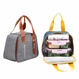 portable Lunch Bag Lunch Box Insulated Canvas Tote Pouch School Bento Portable Dinner Ctainer Picnic Food Storage h5U9#