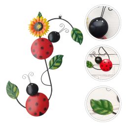 Sculptures Wrought Iron Wall Hanging Decoration Outdoor Yarn Ornament Courtyard Ladybug Crafts Flower Decorations Iron: Statues