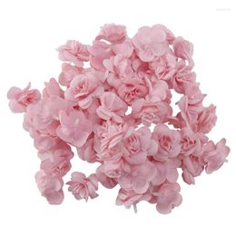 Decorative Flowers 50 Pcs Artificial Silk Roses Flower Head Wedding Party Decor Bulk - Pink Retail