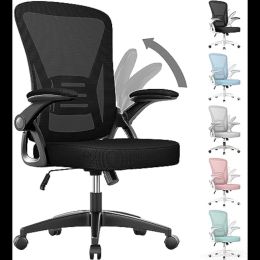 naspaluro Ergonomic Office Chair, Mid-Back Computer Chair with Adjustable Height, Flip-Up Arms and Lumbar Support, Breat