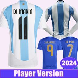 2024 Argentina Mens Player Soccer Jerseys National Team DI MARIA MARTINEZ ROMERO DE PAUL MAC ALLISTER J.ALVAREZ TAGLIAFICO Home Away Football Shirts