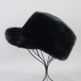 2023 Winter Brand Artificial Faux Mink Fur Hat For Women Fluffy Luxury False hickened baseball peaked Warm Russian Visors Caps