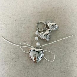 Keychains Bag Ornament Beaded Keychain Heart Charm Bowknot Handmade Keyrings Unique Key Holder For
