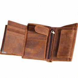 men Genuine Leather Wallet Credit Card Coin Pocket Mini Mey Bag Slim Short Small Purse Minimalist Wallet for Male 47nW#