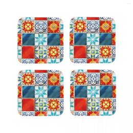 Table Mats Colourful Azulejos Tiles From Azul Board Game Coasters Kitchen Placemats Non-slip Coffee For Decor Home Tableware Pads