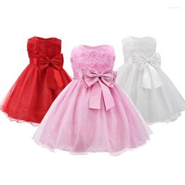 Girl Dresses Rose Flowers Baby Girls Dress Summer Sleeveless Mesh Party Princess Piano Performance Costume Birthday Gift Kids Clothes
