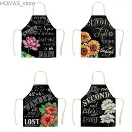 Aprons Floral Pattern Customizable Aprons Womens Kitchen Apron Hairdresser Cooking Accessories Waterproof Household Cleaning Tools Y240401