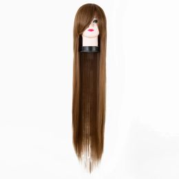 Wigs Cosplay Wig FeiShow Synthetic Heat Resistant 100 CM/40 Inches Long Straight Auburn Hair Halloween Carnival Costume Hairpiece