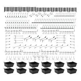 Kitchen Storage 251PCS Pegboard Accessories Organiser Kit For Tools 1/8 And 1/4 Inch Hooks Assortment Hanging