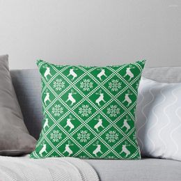 Pillow Green White Traditional Christmas Nordic Reindeer Snowflake Throw Decorative Cases S Home Decor