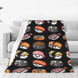 Blankets Sushi Flannel Quality Soft Durable Delicious Food Throw Blanket Winter Travel Office Outdoor Funny Bedspread