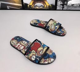 Designer Men Fashion embroidery Slippers Outdoor Recreation Little Bear sport Slippers home footwear non-slip Casual Flats Beach Lazy sandals Shoes
