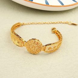 Link Bracelets Women Bracelet Luxury 18K Copper Gold Plated Jewelry Arabian Fashion Wedding Party Favors Hapiship