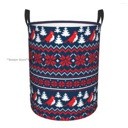 Laundry Bags Foldable Basket For Dirty Clothes Knitted Christmas Pattern Storage Hamper Kids Baby Home Organizer